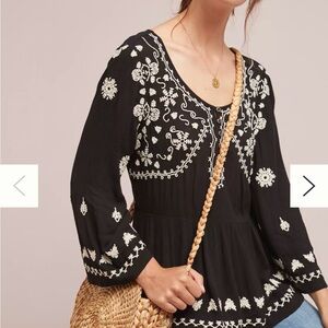 Anthropologie Meadow Rue Gardiner Henley Peplum Blouse